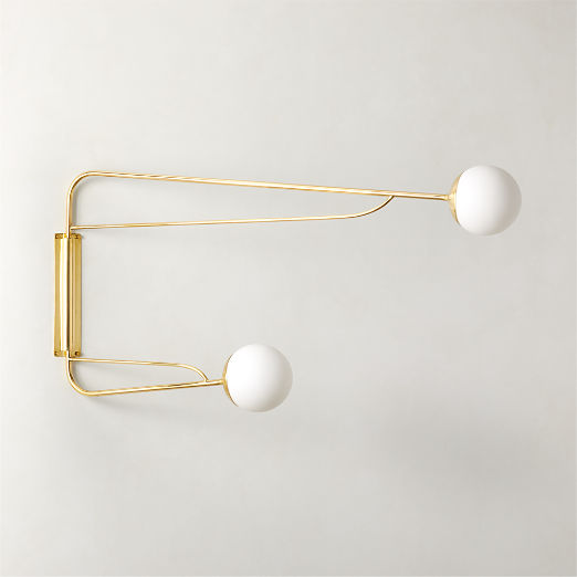 Ahva Polished Brass Double Arm Articulating Wall Sconce