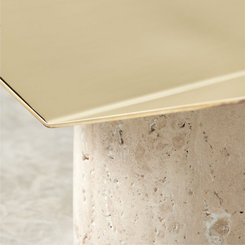 Aimes Brass and Travertine Bookstand - image 2 of 4