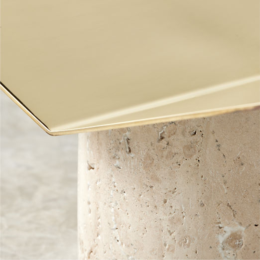 Aimes Brass and Travertine Bookstand