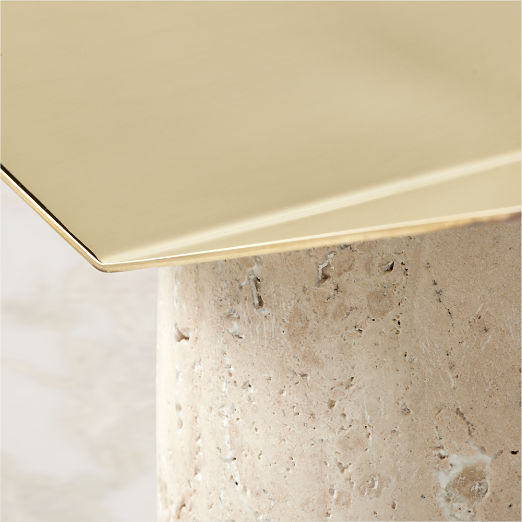 Aimes Brass and Travertine Bookstand
