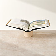Aimes Brass and Travertine Bookstand