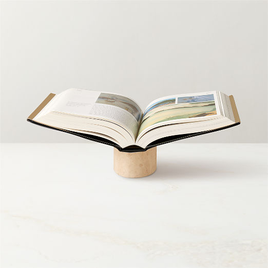 Aimes Brass and Travertine Bookstand