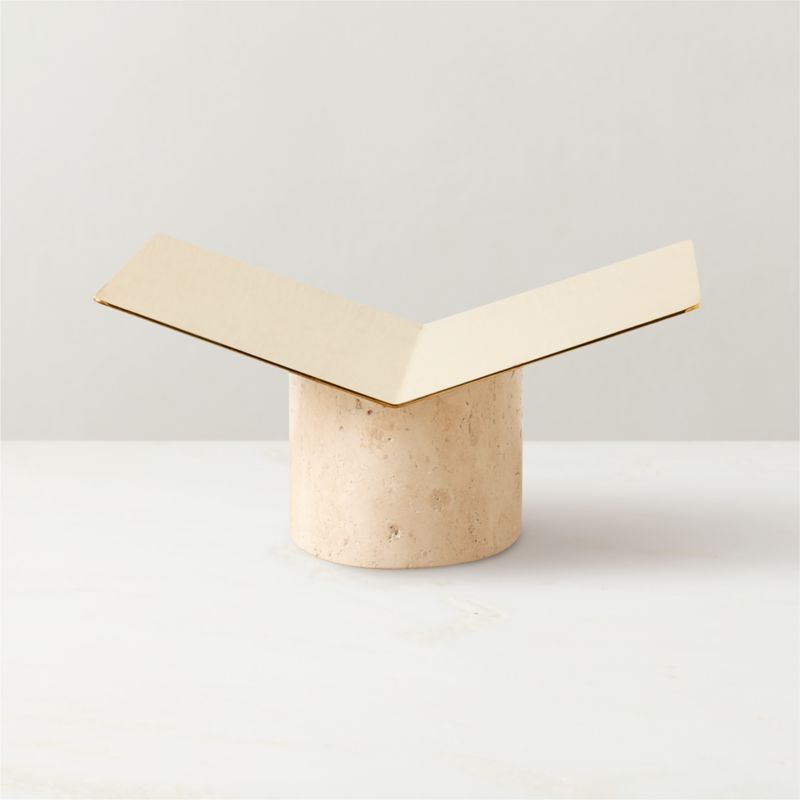 Aimes Brass and Travertine Bookstand - image 3 of 5