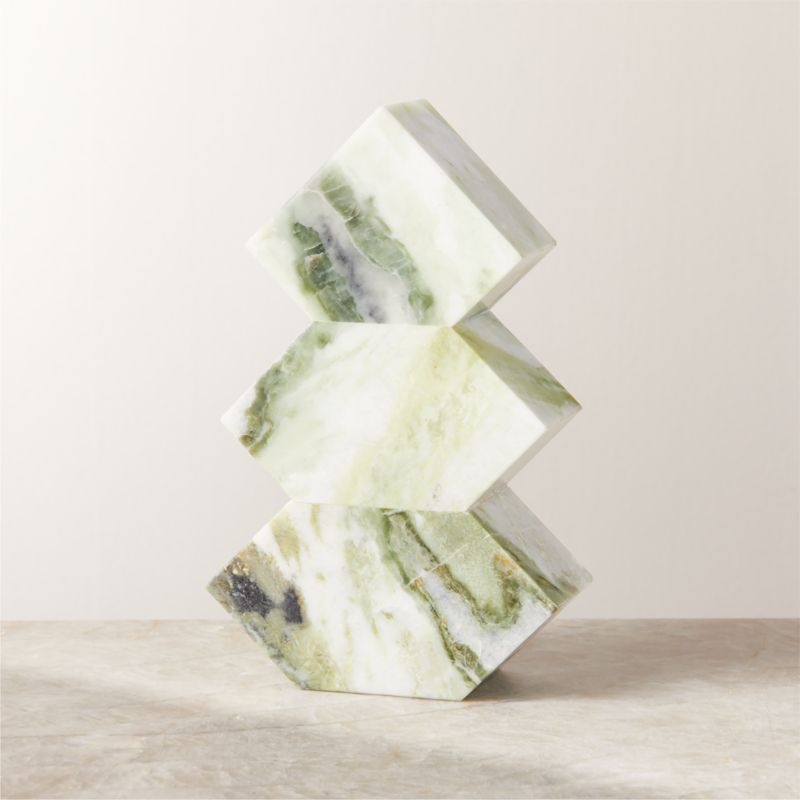 Ajaxe Green Marble Christmas Tree Figure 8" - image 0 of 6