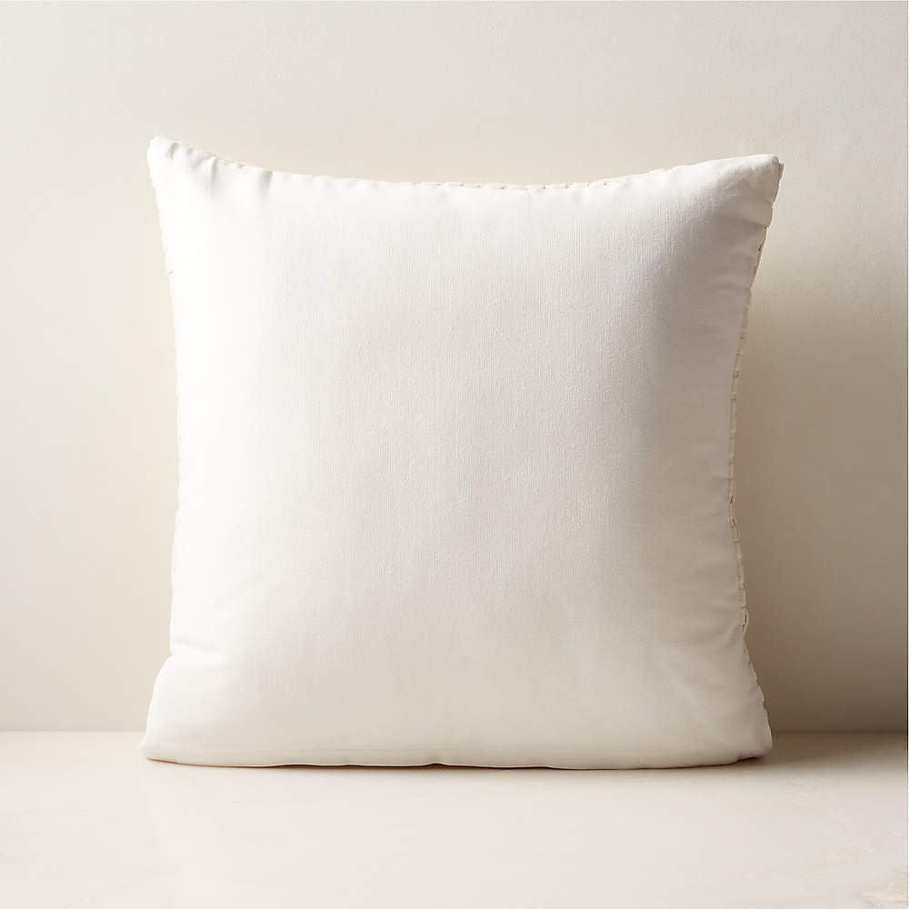 Akemi Woven Warm White Velvet Throw Pillow with Down-Alternative Insert 18