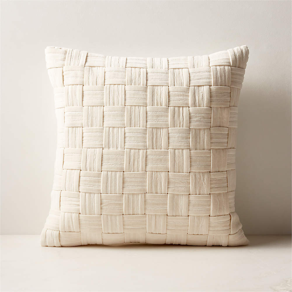 Ivory velvet cheap throw pillow