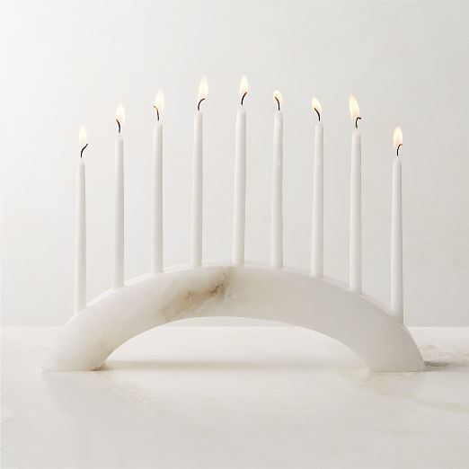 White Alabaster Hanukkah Menorah