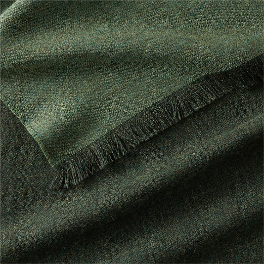Alaina Dark Green Alpaca Wool Reversible Throw Blanket 50"x70"