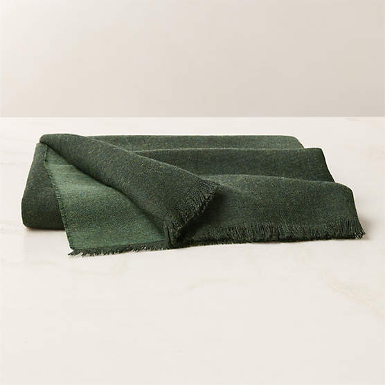 Alaina Dark Green Alpaca Wool Reversible Throw Blanket 50"x70"