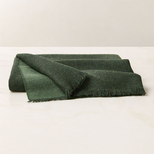 Alaina Dark Green Alpaca Wool Reversible Throw Blanket 50"x70"