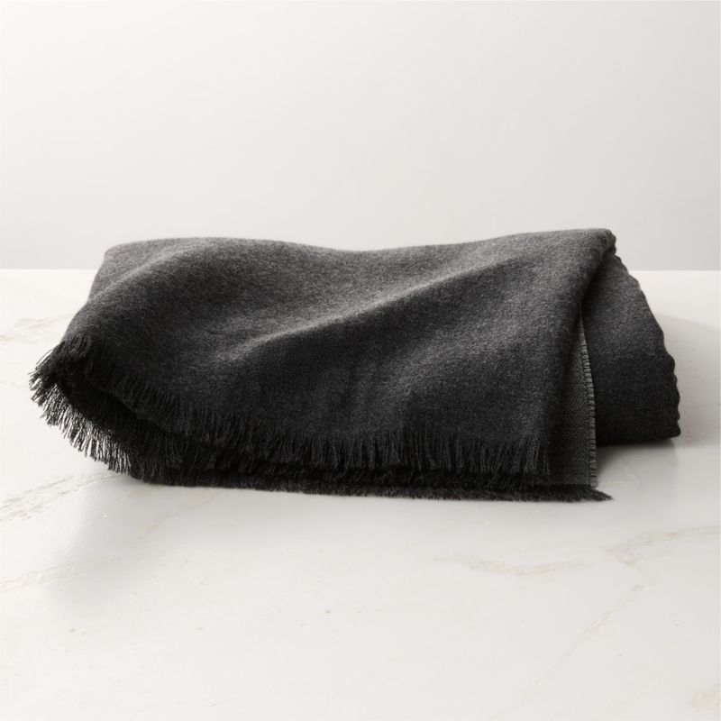 View Alaina Grey Alpaca Wool Reversible Throw Blanket 50"x70" details