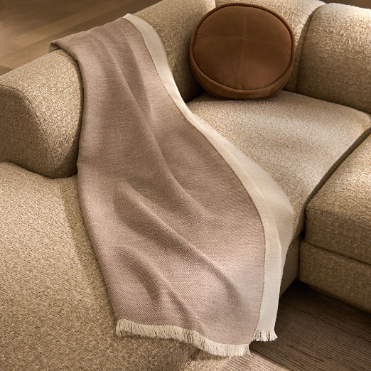 Alaina Light Taupe Alpaca Wool Reversible Throw Blanket 50"x70"