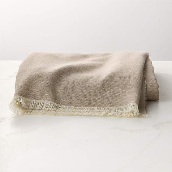 Alaina Light Taupe Alpaca Wool Reversible Throw Blanket 50"x70"