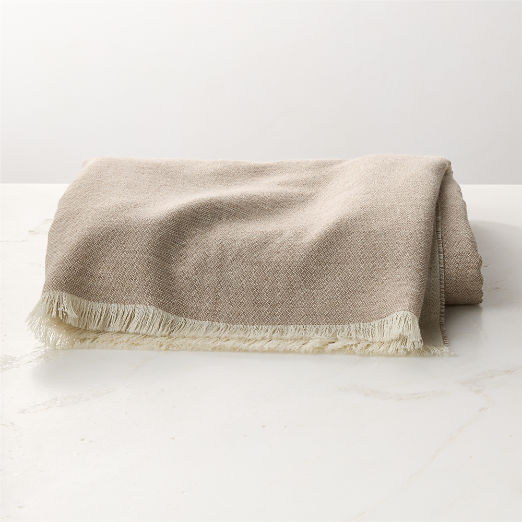 Alaina Light Taupe Alpaca Wool Reversible Throw Blanket 50"x70"