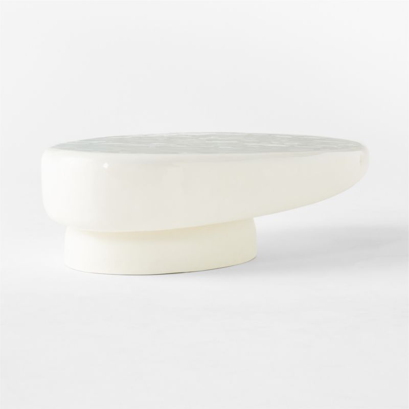 Alastor Oval High-Gloss White Concrete Coffee Table - image 5 of 11