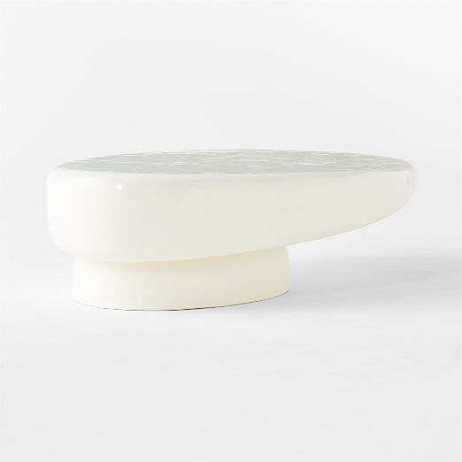 Alastor Oval High-Gloss White Concrete Coffee Table