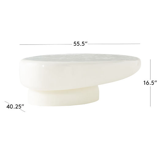 Alastor 56" Oval High-Gloss White Concrete Coffee Table