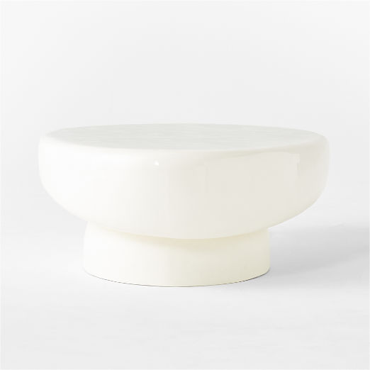 Alastor Oval High-Gloss White Concrete Coffee Table