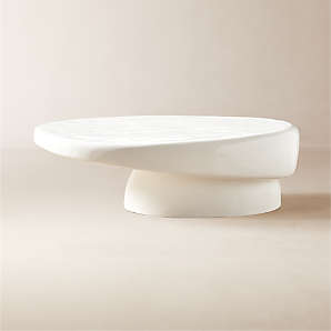 Alastor Modern Oval White Concrete Coffee Table Reviews CB2