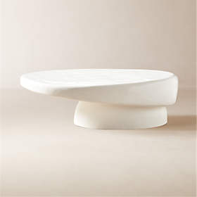 Liguria Oval White Marble Coffee Table with White Marble Base by