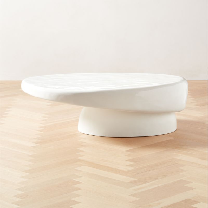 Alastor Modern Oval White Concrete Coffee Table CB2 Canada