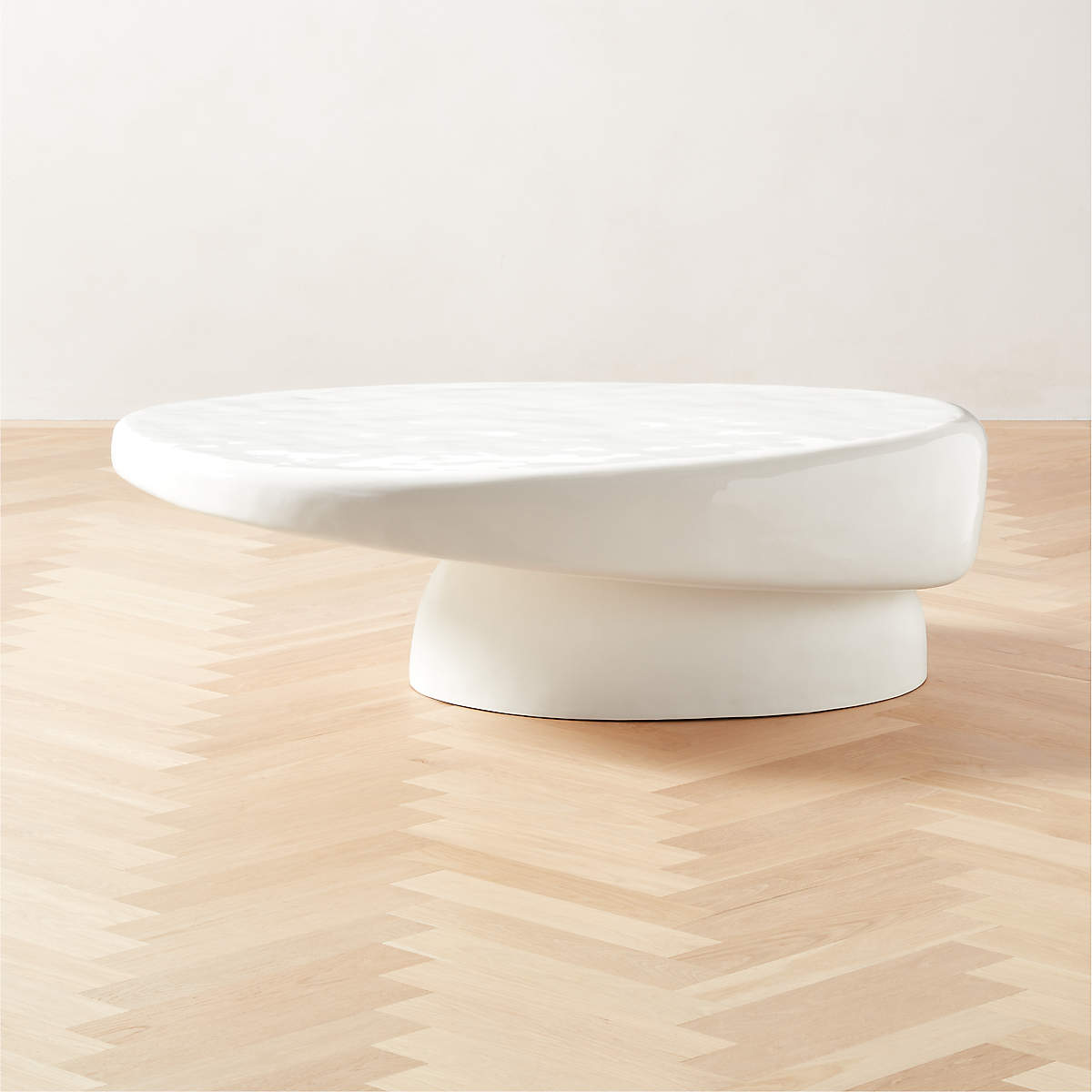 Alastor Modern Oval White Concrete Coffee Table CB2