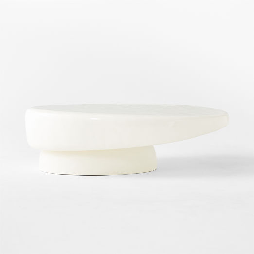 Alastor Oval High-Gloss White Concrete Coffee Table