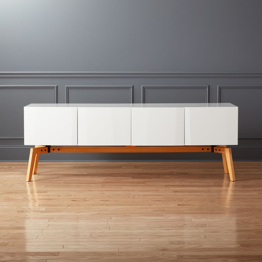 Alba Large White Lacquer Credenza   Alba Large White Lacquer Credenza 