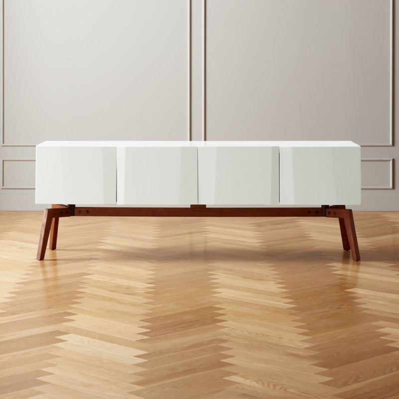 Alba 79" White Lacquer Credenza + Reviews CB2