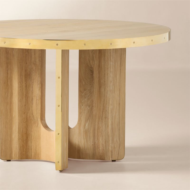 Albertine 48" Round Oak and Unlacquered Brass Dining Table by goop - image 3 of 7