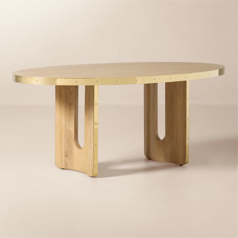 Albertine 72" Oval Oak and Unlacquered Brass Dining Table by goop - image 2 of 11