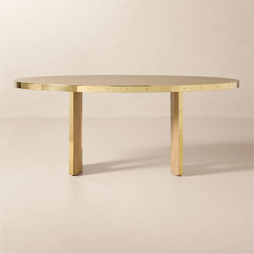 Albertine 72" Oval Oak and Unlacquered Brass Dining Table by goop