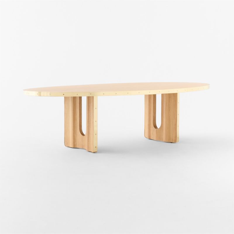 Albertine 110" Oval Oak Wood and Unlacquered Brass Dining Table by goop - image 8 of 11