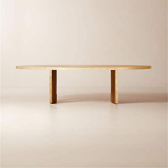 Albertine 110" Oval Oak Wood and Unlacquered Brass Dining Table by goop