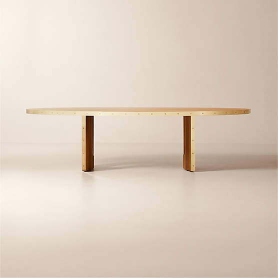 Albertine 110" Oval Oak and Unlacquered Brass Dining Table by goop