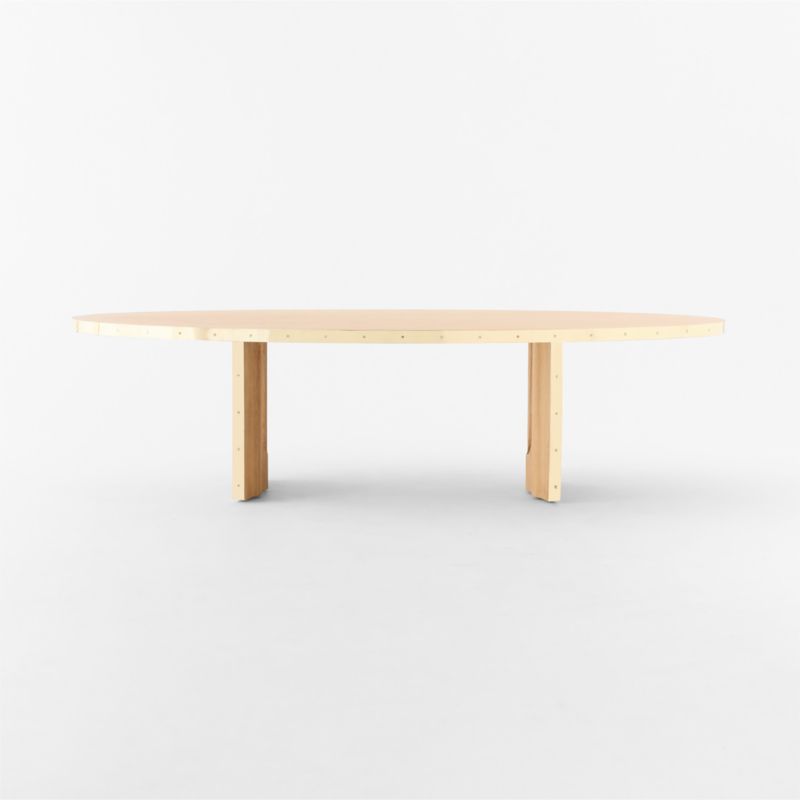 Albertine 110" Oval Oak Wood and Unlacquered Brass Dining Table by goop - image 7 of 11