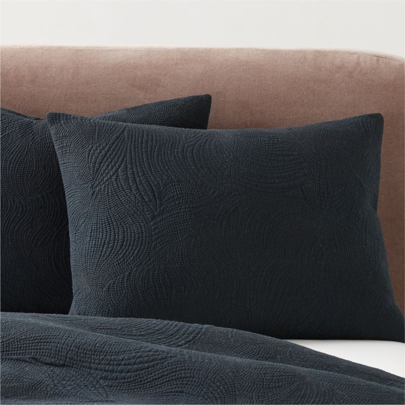 Alcina Organic Cotton Black Standard Pillow Shams Set of 2 | CB2