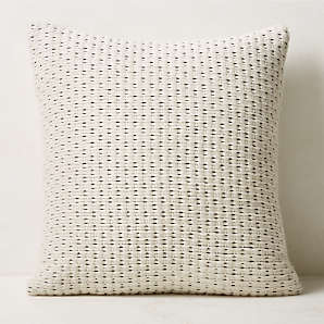 Tan & Black Tick Stripe 18x18 Hand Woven Filled Outdoor Pillow