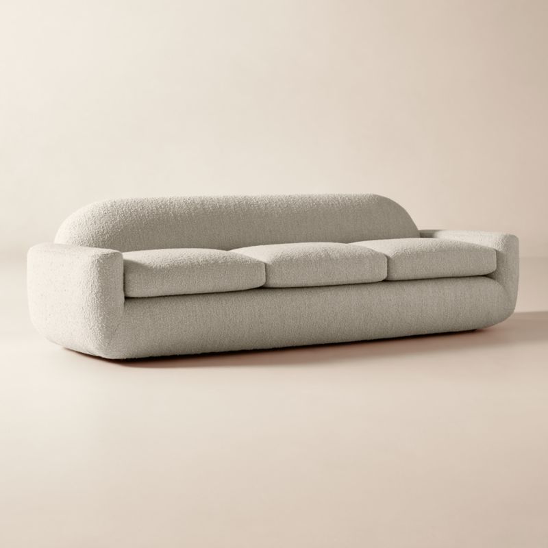 Aldine 103" Ivory Boucle Textured Sofa - image 2 of 9