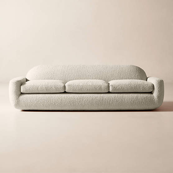 Aldine 103" Ivory Boucle Textured Sofa