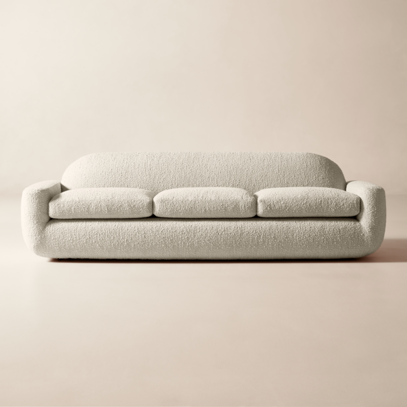 Aldine 103" Ivory Boucle Textured Sofa - image 0 of 9