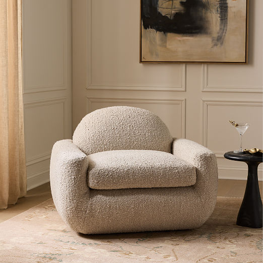 Aldine Ivory Boucle Textured Accent Chair Set of 2