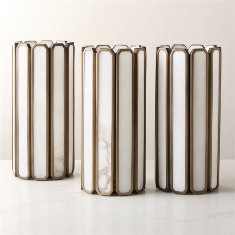 Aldron Large Bronze Alabaster Hurricane Candle Holder - image 4 of 7