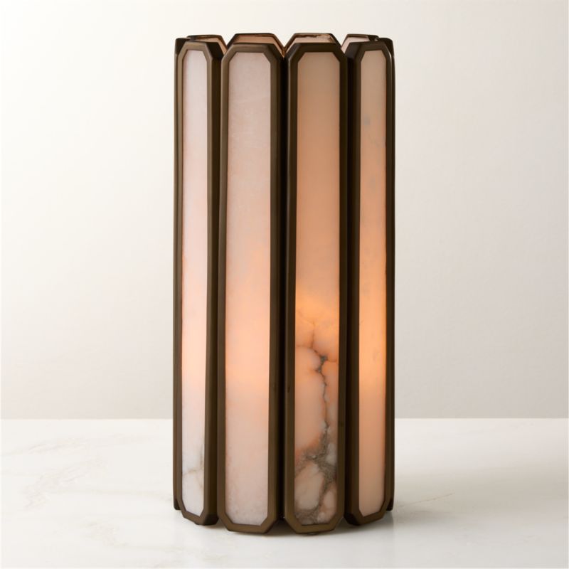 Aldron Large Bronze Alabaster Hurricane Candle Holder - image 0 of 7