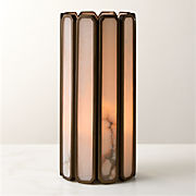 Aldron Large Bronze Alabaster Hurricane Candle Holder