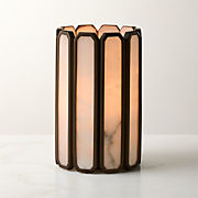 Aldron Small Bronze Alabaster Hurricane Candle Holder