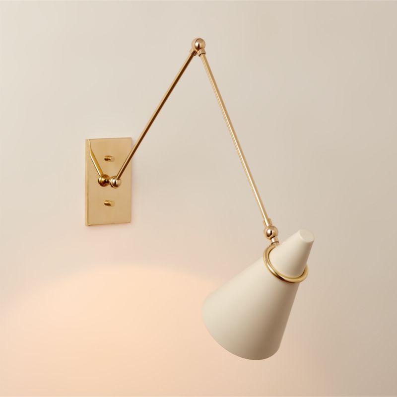 Aldus Ivory and Polished Brass Articulating Wall Sconce - image 0 of 9