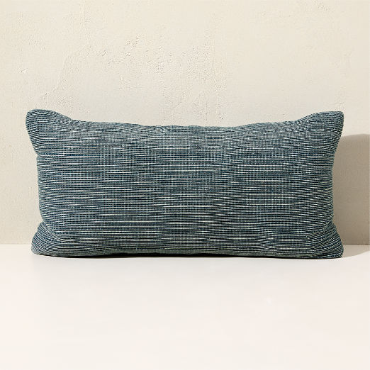 Alec Arctic Blue Textured Striped Outdoor Throw Pillow 24"x12"