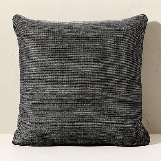 Alec Black Textured Striped Outdoor Throw Pillow 23"