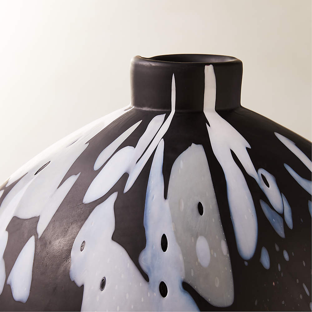 Aleksi Matte Black and Blue Glass Vase + Reviews